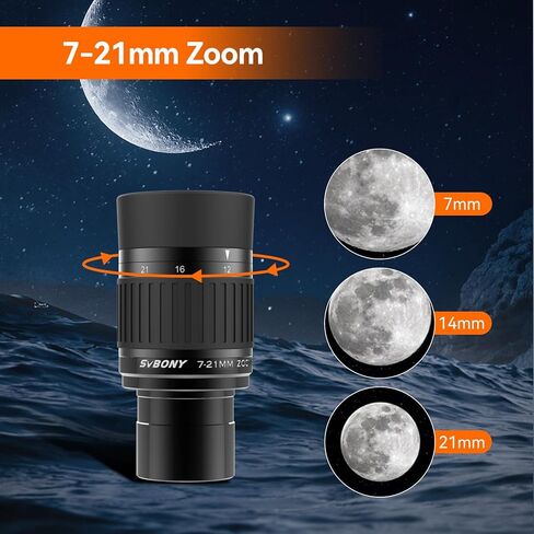 SVBONY SV135 Zoom Eyepiece 7-21mm 7 Element 4 Group Bundle with 1.25 inches 90 Degree Diagonal Barlow Lens 2X (3 Items) in Saudi Arabia