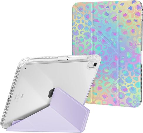 متوافق مع حافظة iPad الجيل الحادي عشر A16 مقاس 11 بوصة 2025، حافظة iPad الجيل العاشر 10.9 بوصة 2022 مع حامل أقلام، حامل Origami Trifold متعدد الزوايا، غطاء خلفي شفاف نحيف، بني ليوبارد in Kuwait