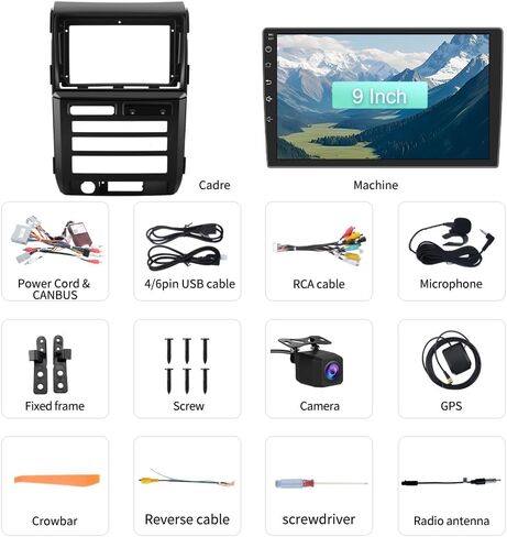 راديو Android لسيارة Ford F150 2009-2012 0nly Fit Auto AC، مع شاشة لمس 9 بوصة، 2 جيجابايت + 64 جيجابايت، دعم Carplay، Android Auto، SWC، WiFi، Bluetooth، راديو FM AM RDS، مع كاميرا خلفية in Kuwait