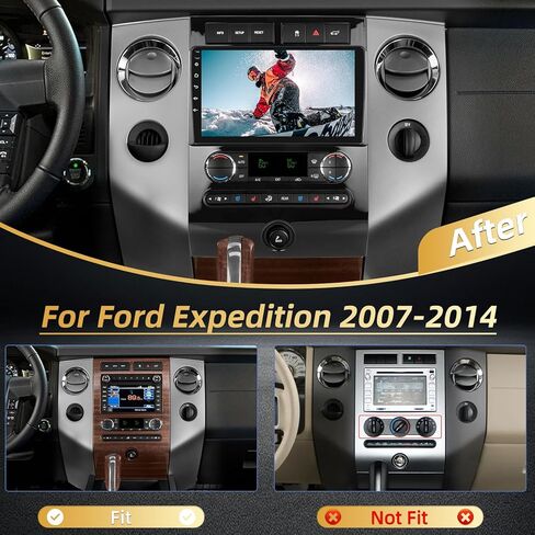 2+64G Android Car Stereo for Ford Expedition 2007-2014 (Auto A/C) - 9 Inch Touchscreen Radio with Wireless Carplay, Android Auto, WiFi, GPS Navigation, Equalizer, SWC, Mirror Link + AHD Backup Camera in Saudi Arabia