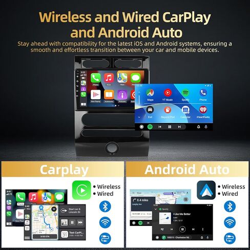 2+64G Android Car Stereo for Ford Expedition 2007-2014 (Auto A/C) - 9 Inch Touchscreen Radio with Wireless Carplay, Android Auto, WiFi, GPS Navigation, Equalizer, SWC, Mirror Link + AHD Backup Camera in Saudi Arabia