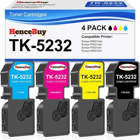 HenceBuy Compatible Toner Cartridge TK5242 TK-5242 for Kyocera ECOSYS P5026cdn P5026cdw M5526cdn M5526cdw Laser Printers (Black Cyan Yellow Magenta, 4-Pack) in Saudi Arabia