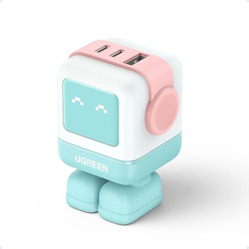 UGREEN Charger Bundle: Uno 65W 3-Port GaN Compact USB C Charging Block + Uno 30W Compact Robot GaN Fast Charger (Pink Blue), Compatible with MacBook Pro/Air, XPS 13, iPhone 16/15/14, Galaxy S25/S24/S2 in Saudi Arabia