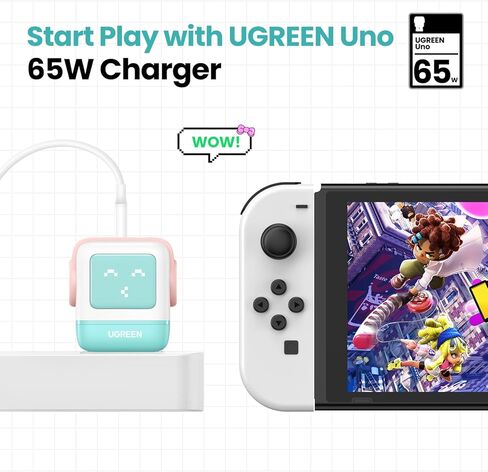 UGREEN Charger Bundle: Uno 65W 3-Port GaN Compact USB C Charging Block + Uno 30W Compact Robot GaN Fast Charger (Pink Blue), Compatible with MacBook Pro/Air, XPS 13, iPhone 16/15/14, Galaxy S25/S24/S2 in Saudi Arabia