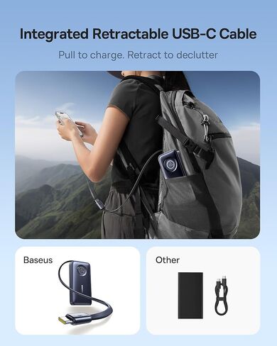 Baseus PICOGO 67W USB C Charger Bundle with Baseus Enercore Power Bank, 10000mAh Fast Charging Portable Charger Built-in 45W Retractable USB-C Cable in Kuwait