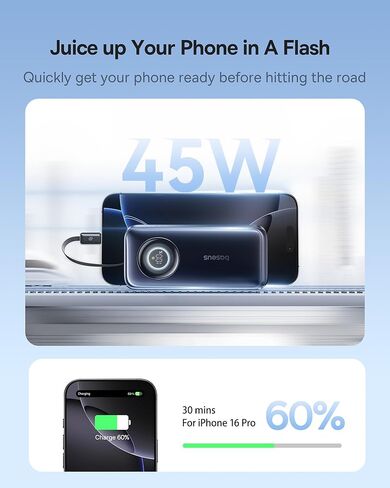 Baseus PICOGO 67W USB C Charger Bundle with Baseus Enercore Power Bank, 10000mAh Fast Charging Portable Charger Built-in 45W Retractable USB-C Cable in Kuwait
