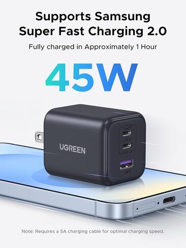 حزمة شاحن يو جرين USB-C، 45 وات 3 منافذ + 100 وات 4 منافذ بتصميم روبوت سريع مجموعة شاحن سريع، متوافقة مع iPhone 16/15/14/13، Galaxy S25/S24، iPad Pro، MacBook Air، Pixel in Saudi Arabia