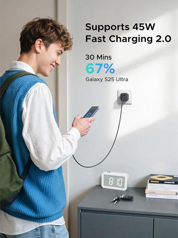 حزمة شاحن يو جرين USB-C، 45 وات 3 منافذ + 100 وات 4 منافذ بتصميم روبوت سريع مجموعة شاحن سريع، متوافقة مع iPhone 16/15/14/13، Galaxy S25/S24، iPad Pro، MacBook Air، Pixel in Saudi Arabia