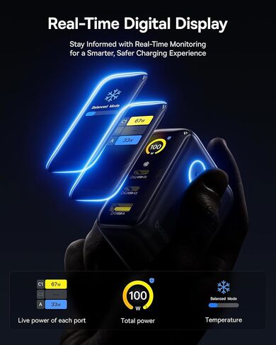 شاحن Baseus 100W USB C وشاحن Baseus Picogo 100W USB C مع شاشة in Saudi Arabia
