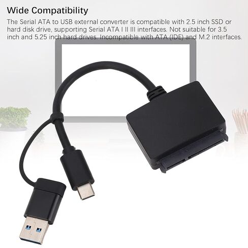 كابل SATA إلى USB إلى محول كابل USB لمحرك الأقراص الصلبة SATA SSD، 10 جيجابت في الثانية 3.1 نوع C محول القرص الصلب الخارجي 2.5 بوصة in Saudi Arabia