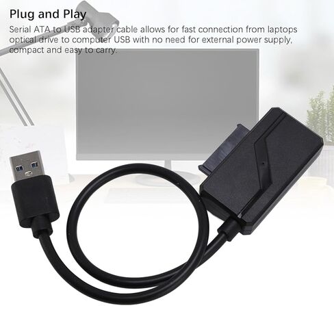 كابل محول Denash Serial ATA إلى USB CD ROM، كابل SATA إلى USB A، كابل USB3.0 إلى Sata بسرعة 3 جيجابت في الثانية يدعم UASP، موصل محرك الأقراص الصلبة الخارجي SATA I II III in Kuwait