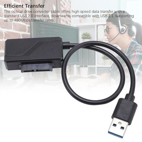 كابل محول Denash Serial ATA إلى USB CD ROM، كابل SATA إلى USB A، كابل USB3.0 إلى Sata بسرعة 3 جيجابت في الثانية يدعم UASP، موصل محرك الأقراص الصلبة الخارجي SATA I II III in Kuwait