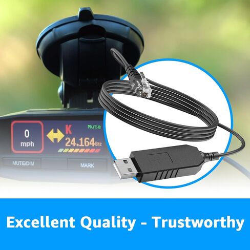 USB to RJ11 Cable for Uniden R8,R7,R4w,R8w,R4,R3,DFR9,etc. - for Uniden Radar Detector Power Cord 3.3FT in Kuwait