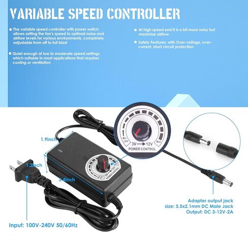 IP67 Waterproof Fan with Speed Controller, Computer Fan with AC Plug, 110V 120V 220V AC Powered Ventilation Exhaust Fan for RV Fridge Greenhouse Receiver Terrarium Grow Tent Cabinet Cooling in Saudi Arabia