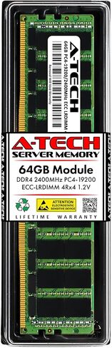 ذاكرة الوصول العشوائي A-Tech سعة 64 جيجابايت لـ Dell PowerEdge C4130 وC6320p وFC430 وFC630 وFC830 وR630XL وR730 وR730xd XL وR730XL وR830 وR930 وT430 | DDR4 2400 ميجا هرتز PC4-19200 ECC LRDIMM 4Rx4 تحميل منخفض ترقية ذاكرة الخادم in Kuwait