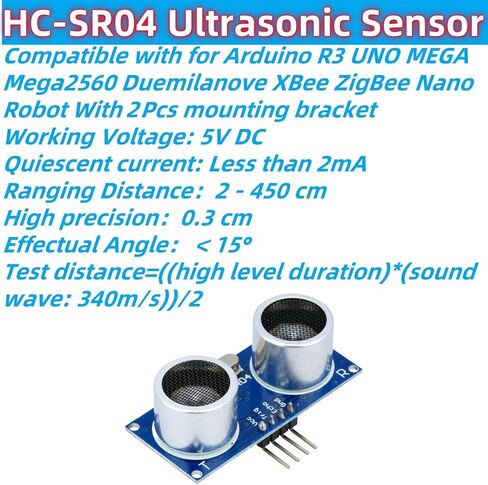 2 Pcs HC-SR04 Ultrasonic Sensor Module Compatible with for Arduino R3 UNO MEGA XBee Nano Robot with 2 Set Mounting Bracket in Saudi Arabia