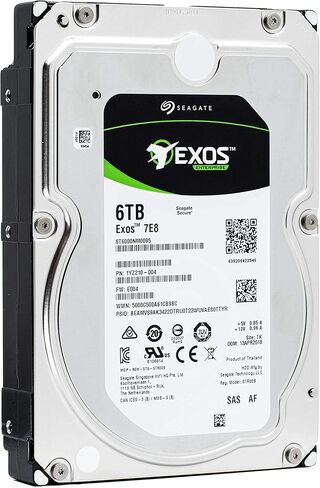 Seagate Exos 7E8 6 تيرابايت 7200 دورة في الدقيقة 512e SAS 12 جيجابايت/ثانية 256 ميجابايت كاش 3.5 بوصة محرك الأقراص الصلبة للمؤسسات - ST6000NM0095 (متجدد) in Kuwait
