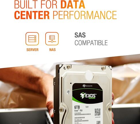 Seagate Exos 7E8 6 تيرابايت 7200 دورة في الدقيقة 512e SAS 12 جيجابايت/ثانية 256 ميجابايت كاش 3.5 بوصة محرك الأقراص الصلبة للمؤسسات - ST6000NM0095 (متجدد) in Kuwait