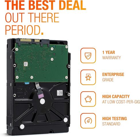 Seagate Exos 7E8 6 تيرابايت 7200 دورة في الدقيقة 512e SAS 12 جيجابايت/ثانية 256 ميجابايت كاش 3.5 بوصة محرك الأقراص الصلبة للمؤسسات - ST6000NM0095 (متجدد) in Kuwait