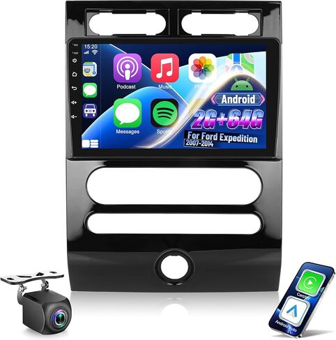 [2+64G] NHOPEEW Car Radio for Ford Expedition 2007-2014(Auto A/C) - Wireless Carplay and Android Auto - 9 Inch Touchscreen Android Car Stereo - DSP/GPS/WiFi/SWC/Mirror Link + AHD Backup Camera in Saudi Arabia