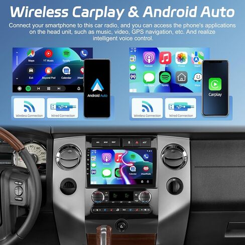 [2+64G] NHOPEEW Car Radio for Ford Expedition 2007-2014(Auto A/C) - Wireless Carplay and Android Auto - 9 Inch Touchscreen Android Car Stereo - DSP/GPS/WiFi/SWC/Mirror Link + AHD Backup Camera in Saudi Arabia