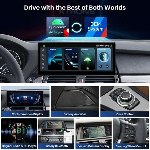 ستيريو سيارة XTRONS Qualcomm 685 Android 14 لسيارة BMW X5 E70 / X6 E71 (2011-2013) مع نظام CIC، شاشة لمس 12.3 بوصة 2K IPS نظام تحديد المواقع العالمي يدعم CarPlay Android Auto (8+256G) in Kuwait