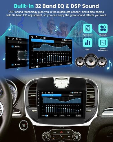 ستيريو سيارة أندرويد 2 جيجابايت + 64 جيجابايت مطور لكرايسلر 300 300C 2011-2019 مع Carplay/Android Auto/32EQ DSP، راديو بشاشة لمس 9 بوصة مع WiFi/GPS/SWC/وصلة مرآة/FM RDS + كاميرا الرؤية الخلفية AHD in Saudi Arabia
