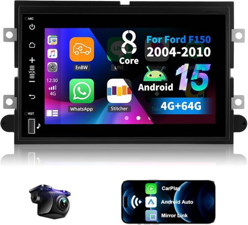 8 Core 4G+64G Android 15 Car Radio for Ford F150/F250/F350 2004-2014 with Wireless CarPlay Android Auto,7" IPS Touchscreen Car Stereo with Mirror Link,WiFi/GPS,Bluetooth,FM/RDS,SWC+Backup Camera in Saudi Arabia