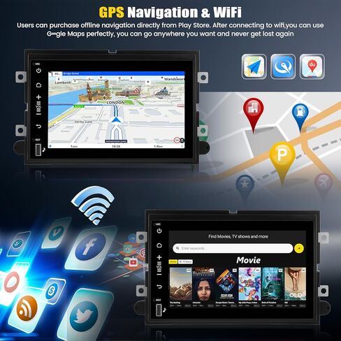 8 Core 4G+64G Android 15 Car Radio for Ford F150/F250/F350 2004-2014 with Wireless CarPlay Android Auto,7" IPS Touchscreen Car Stereo with Mirror Link,WiFi/GPS,Bluetooth,FM/RDS,SWC+Backup Camera in Saudi Arabia