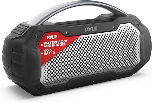 Pyle Portable Wireless Bluetooth Loud Streaming Speaker w/Deep Bass Hands-Free Microphone w/TWS Stereo Sound Function - IPX6 Waterproof Outdoor Speaker, 8H Playtime, AUX, BT Range 32+ ft - PCMPSB1BK in Kuwait