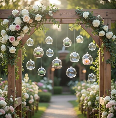 24 Pcs 5.3'' 3.9'' 3.15'' Hanging Glass Tealights Candle Holder Large Globes Fillable Plant Clear Terrarium Orbs Air Plants Holder with Fishing Line Wedding Centerpiece Tree Decor in Saudi Arabia