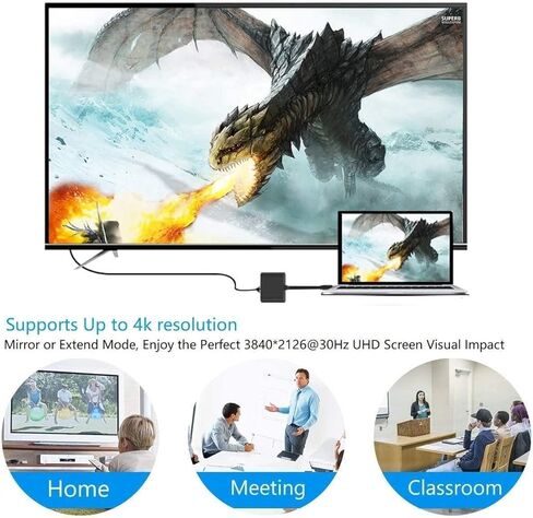 USB C to 4K HDMI Adapter PD Port HDTV Adapter Compatible with Samsung Galaxy Tab S9/S8/S7 Plus 12.4", Charger Port TV Video Hub Type-C Projector Converter in Saudi Arabia
