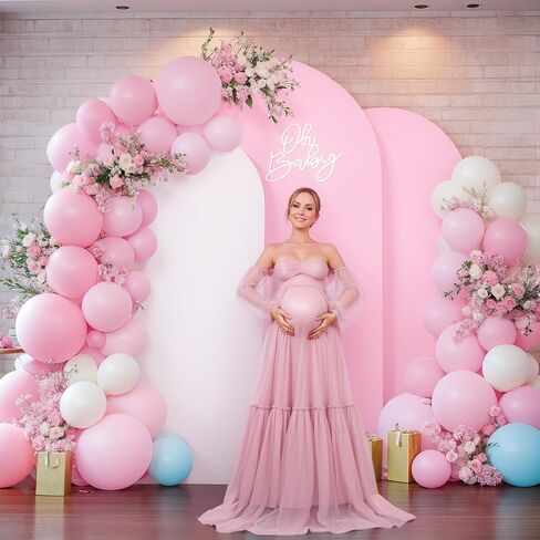 7.2FT غطاء خلفية قوس أبيض وردي مجموعة من 3-6ft 6.6ft 7.2ft ديكور قوس الزفاف القابل للعكس، استحمام الطفل، حفلة عيد الميلاد، ديكور كشك الصور in Kuwait
