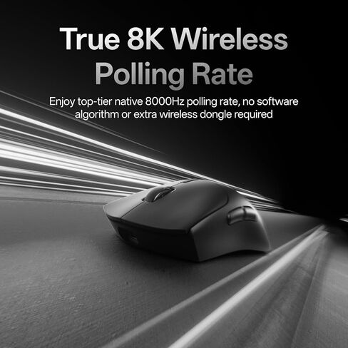 Rapoo VT7 MAX Wireless Gaming Mouse, True 8K Wireless Polling Rate, 53g Lightweight, Up to 500 Hr Battery, Nordic nRF54L15 MCU, 120-Million Optical Switch, 10 Programmable Buttons, Macro Enabled in Kuwait