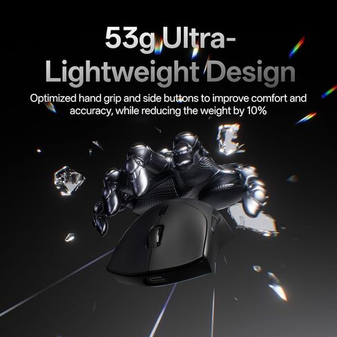 Rapoo VT7 MAX Wireless Gaming Mouse, True 8K Wireless Polling Rate, 53g Lightweight, Up to 500 Hr Battery, Nordic nRF54L15 MCU, 120-Million Optical Switch, 10 Programmable Buttons, Macro Enabled in Kuwait