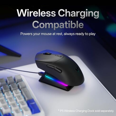 Rapoo VT7 MAX Wireless Gaming Mouse, True 8K Wireless Polling Rate, 53g Lightweight, Up to 500 Hr Battery, Nordic nRF54L15 MCU, 120-Million Optical Switch, 10 Programmable Buttons, Macro Enabled in Kuwait