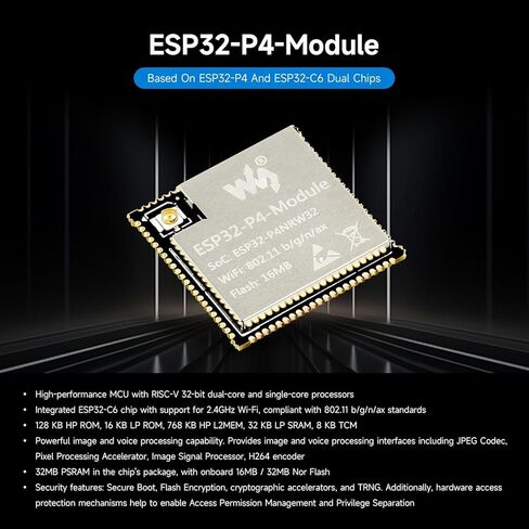 ESP32-P4-Module Core Board, Based On ESP32-P4 and ESP32-C6 Dual-Chip Design, Supports 2.4GHz Wi-Fi and BLE 5.3, 32MB Flash @XYGStudy (ESP32-P4-Module-32MB) in Saudi Arabia