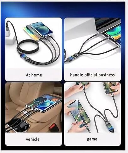 3-in-1 Multifunctional Charging Cable, 100W Fast Charging with LED Light, Suitable for Various Devices (1.2M-100W) in Saudi Arabia