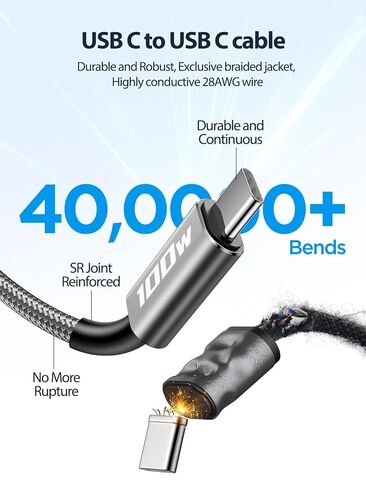 Aioneus USB C to USB C Cable 6FT 2Pack, 100W Fast Charging Cord Type C, Braided USBC Charger Cable, 6 FT USB C Charging Cable for iPhone 17 16 15 Pro/Max, Samsung S25 S24 S23 MacBook Pro/Air iPad in Kuwait