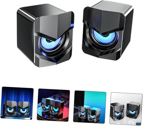 2 قطعة مكبرات صوت كمبيوتر USB صغيرة مع صوت ستيريو خفيف وصوت جهير قوي وصوت مكتبي مدمج للمنزل والمكتب والكمبيوتر المحمول والهاتف ومكبرات صوت سلكية متعددة الوسائط محمولة in Saudi Arabia