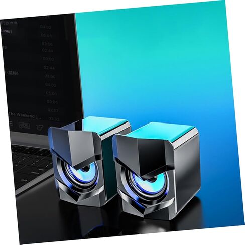 2 قطعة مكبرات صوت كمبيوتر USB صغيرة مع صوت ستيريو خفيف وصوت جهير قوي وصوت مكتبي مدمج للمنزل والمكتب والكمبيوتر المحمول والهاتف ومكبرات صوت سلكية متعددة الوسائط محمولة in Saudi Arabia