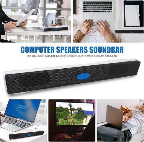 GRABOTE New USB Computer/Laptop Speaker with Stereo Sound & Bass, Portable Mini Sound Bar for Windows PCs, Desktop Computer and Laptops in Saudi Arabia