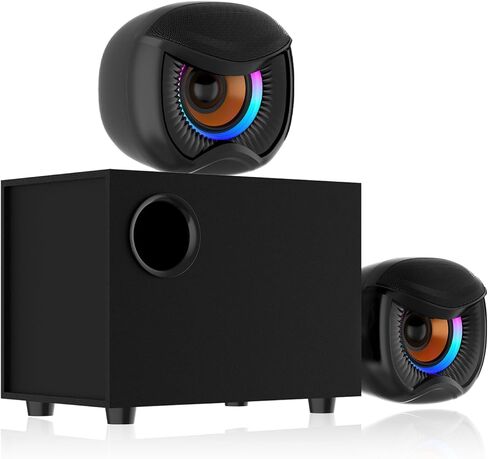 2.1 Channel Gaming Speaker System with RGB Lighting, Black Metal Mesh, Dual Satellite Speakers and Subwoofer, Theater-Grade Sound, 2024 Upgraded Version for PC, TV, Gaming in Saudi Arabia