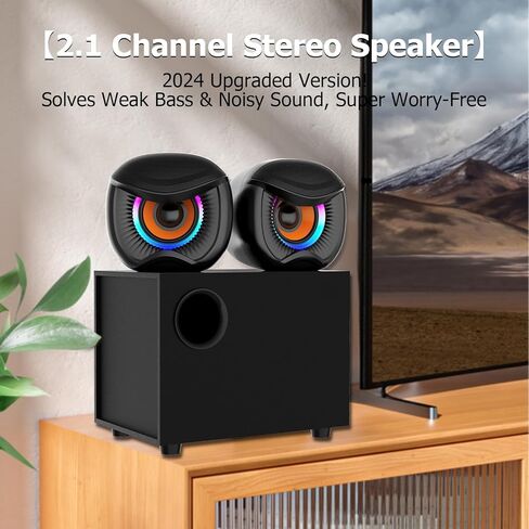 2.1 Channel Gaming Speaker System with RGB Lighting, Black Metal Mesh, Dual Satellite Speakers and Subwoofer, Theater-Grade Sound, 2024 Upgraded Version for PC, TV, Gaming in Saudi Arabia