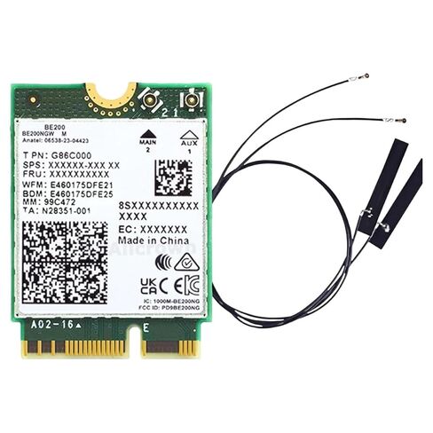 VViFi 7 BE200 BIIuetuoth 5.4 VViFi Card Tri Band 2.4G/5G/6GHz Wirreless Network Adaptier for Winndows 10/11 PC Laptop with Angtens in Saudi Arabia