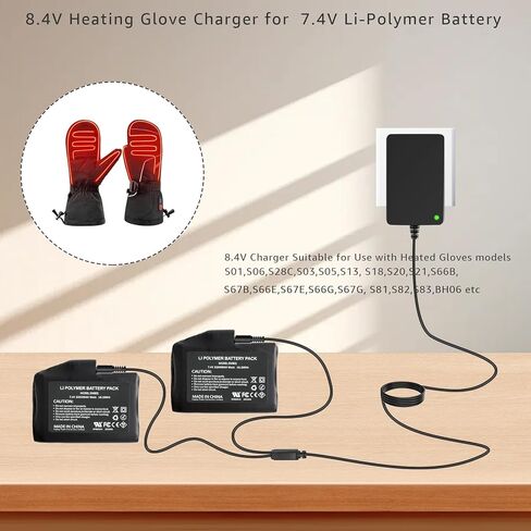 8.4V Charger for Heated Glove 7.4V Li-Polymer Battery Compatible with Savior Snow Deer Sun Will Heated Gloves, Heated Vest,Heated Socks Battery Charger in Saudi Arabia
