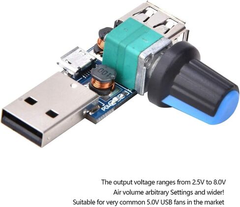 Haofy USB وحدة تحكم في سرعة المروحة 2 قطعة مقبض قابل للتعديل للكمبيوتر قوة البنك مكتب المنزل الألومنيوم بنيت DC4 12V 5W نطاق الجهد واسعة 2.5V إلى 8.0V in Kuwait