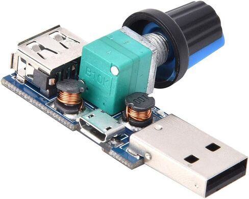 Haofy USB وحدة تحكم في سرعة المروحة 2 قطعة مقبض قابل للتعديل للكمبيوتر قوة البنك مكتب المنزل الألومنيوم بنيت DC4 12V 5W نطاق الجهد واسعة 2.5V إلى 8.0V in Kuwait