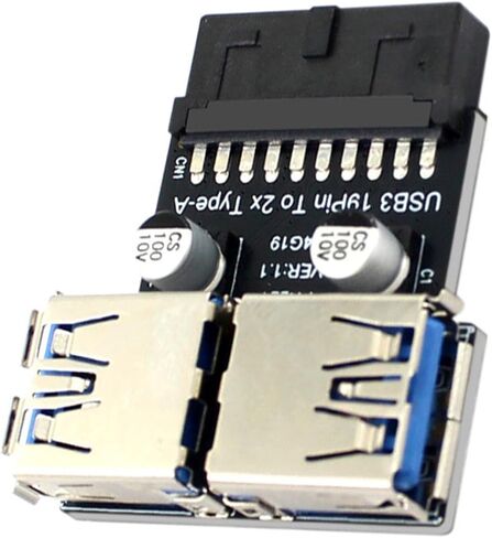 19Pin to Double USB a Female Front Connectors Converters 19/20Pin USB3.0 Adapter Plug Motherboards Plug Adapter for PC Internal USB Expansion in Saudi Arabia
