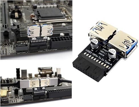 19Pin to Double USB a Female Front Connectors Converters 19/20Pin USB3.0 Adapter Plug Motherboards Plug Adapter for PC Internal USB Expansion in Saudi Arabia